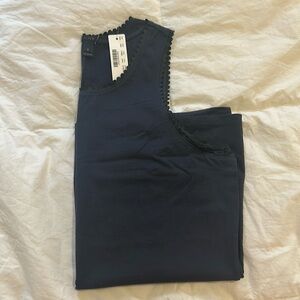 NWT J. Crew scalloped Leather Trim Tank